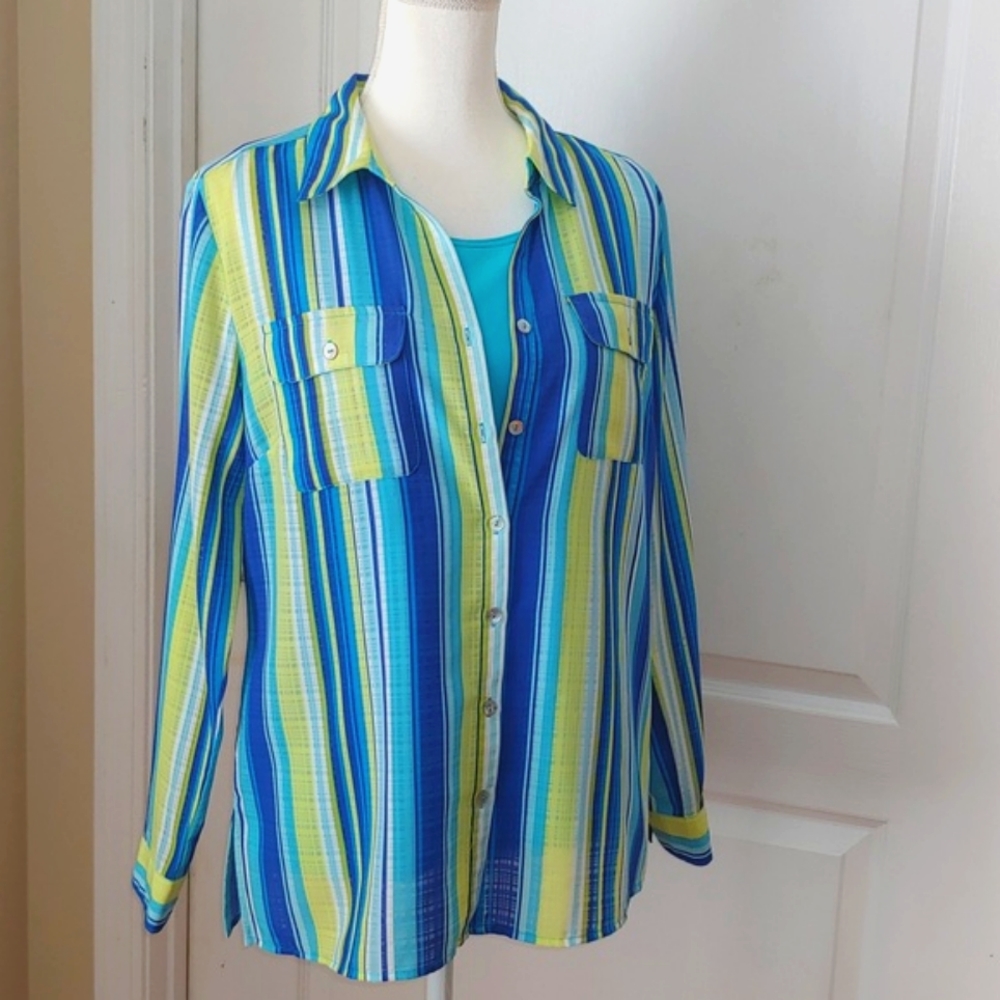 Kim Rogers 2 Piece Coordinating Blouse & Tank Set. Size Medium